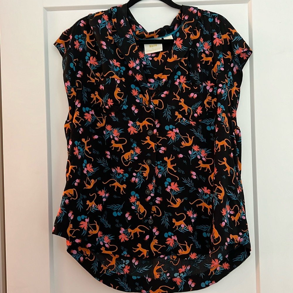 Maeve Picnic Button-Up Safari Blouse
